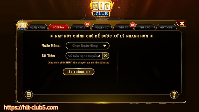Các thao tác khi thực hiện giao dịch tại Hitclub