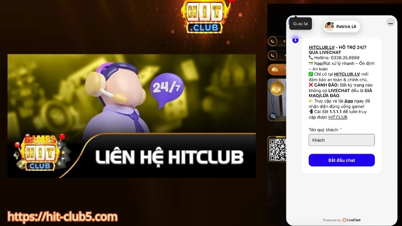 Liên hệ dịch vụ CSKH HITCLUB qua livechat
