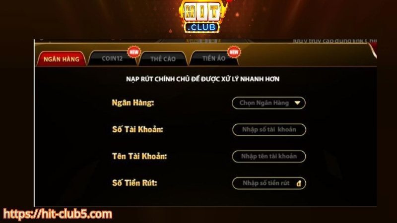 Nạp tiền HITCLUB qua ngân hàng