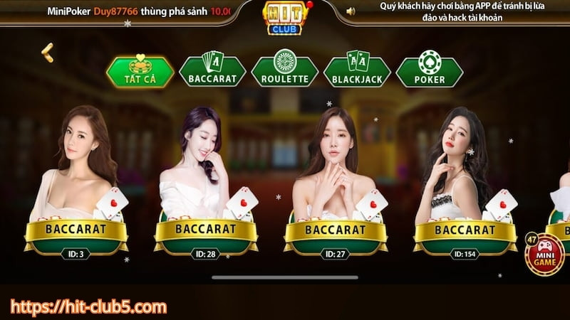 Sản phẩm cá cược nổi bật tại sảnh Live Casino Hitclub